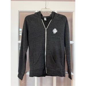 Alternative Apparel Gray Android Zip-Up Hooded Sweatshirt
